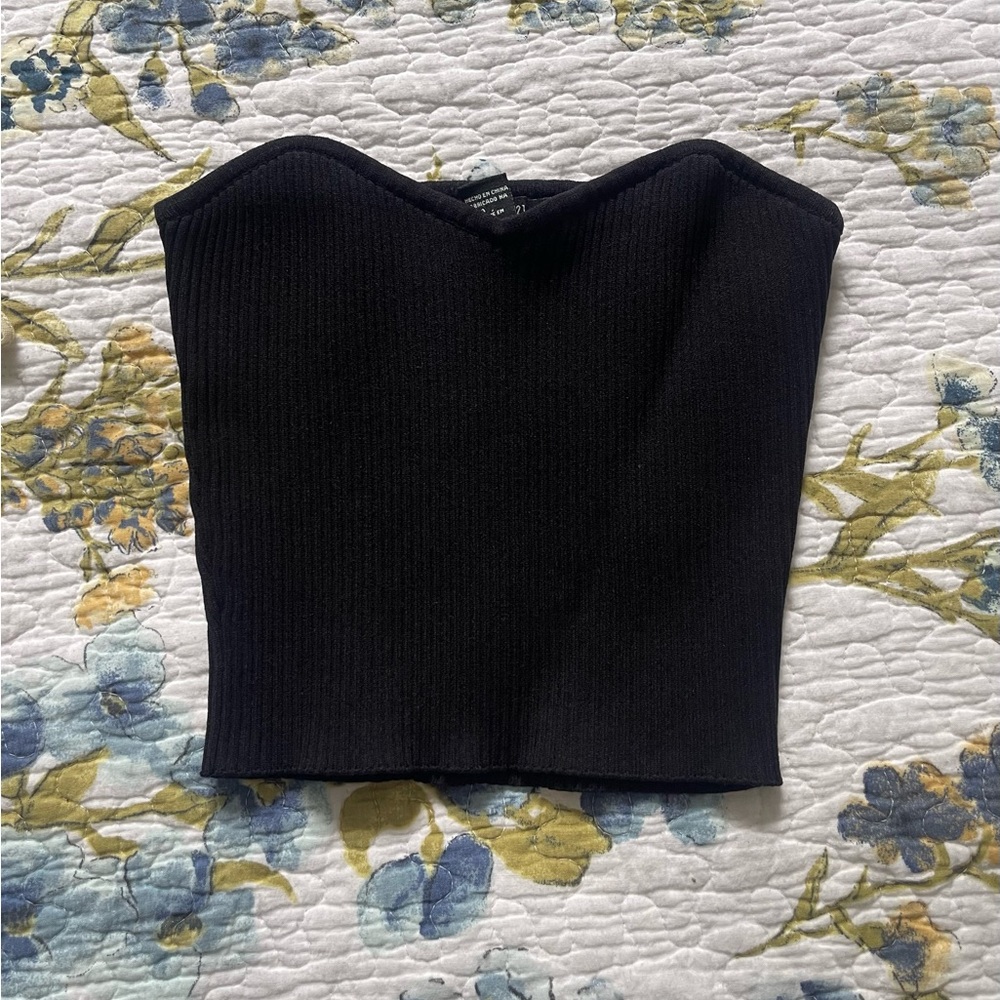 Forever 21 Black Ribbed Women's Tube Top